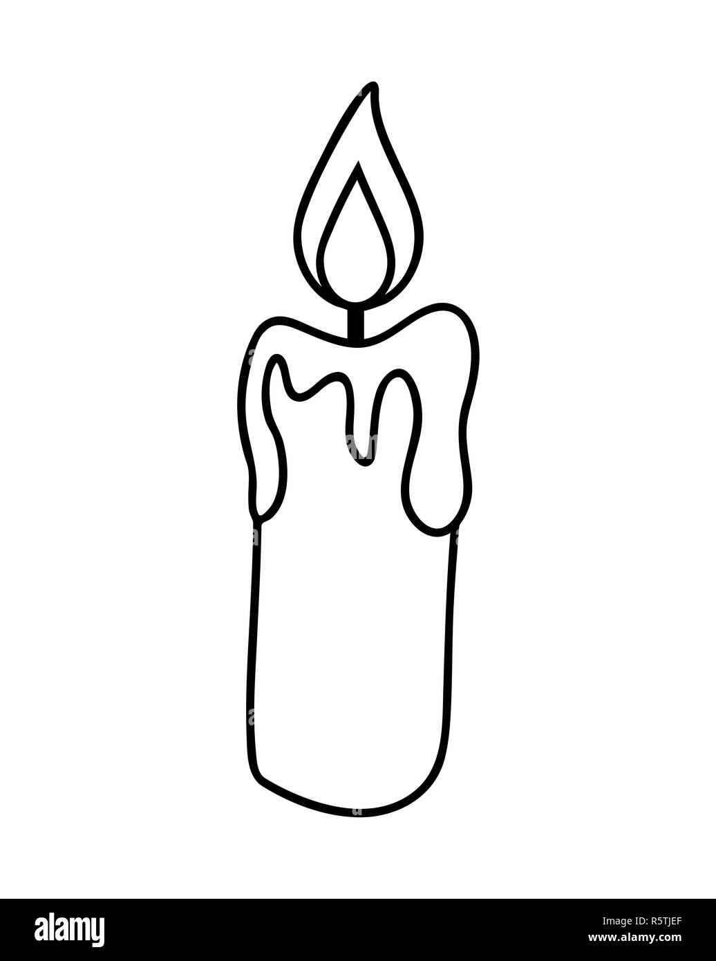 Christmas candle, bruciando la candela di cera icona, simbolo, design silhouette. Inverno illustrazione vettoriale isolati su sfondo bianco. Foto Stock
