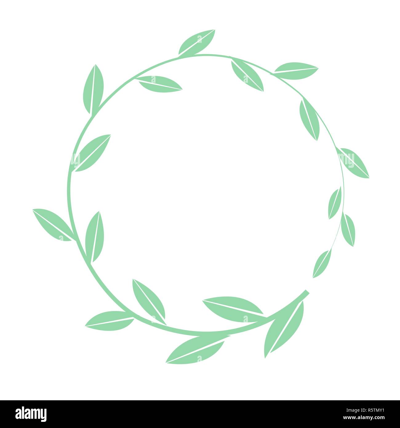 Disegnata a mano vector cornice rotonda. Ghirlanda floreale con foglie di semplice banco. Elementi decorativi per la progettazione Illustrazione Vettoriale