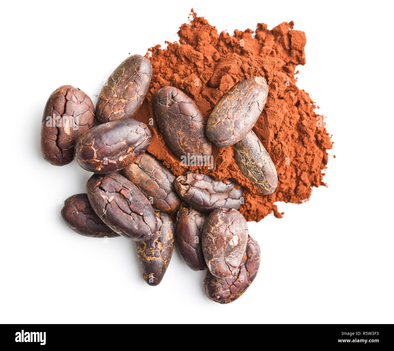 Gustoso il cacao in polvere e fagioli. Foto Stock
