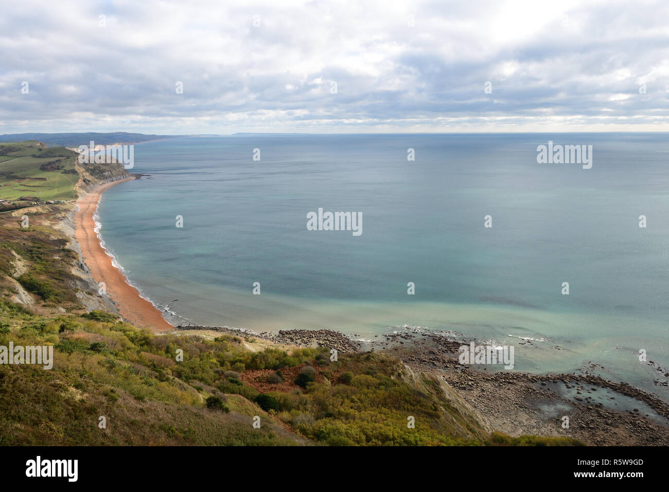 Vista panoramica del Dorset costa intorno all'area Seatown Foto Stock
