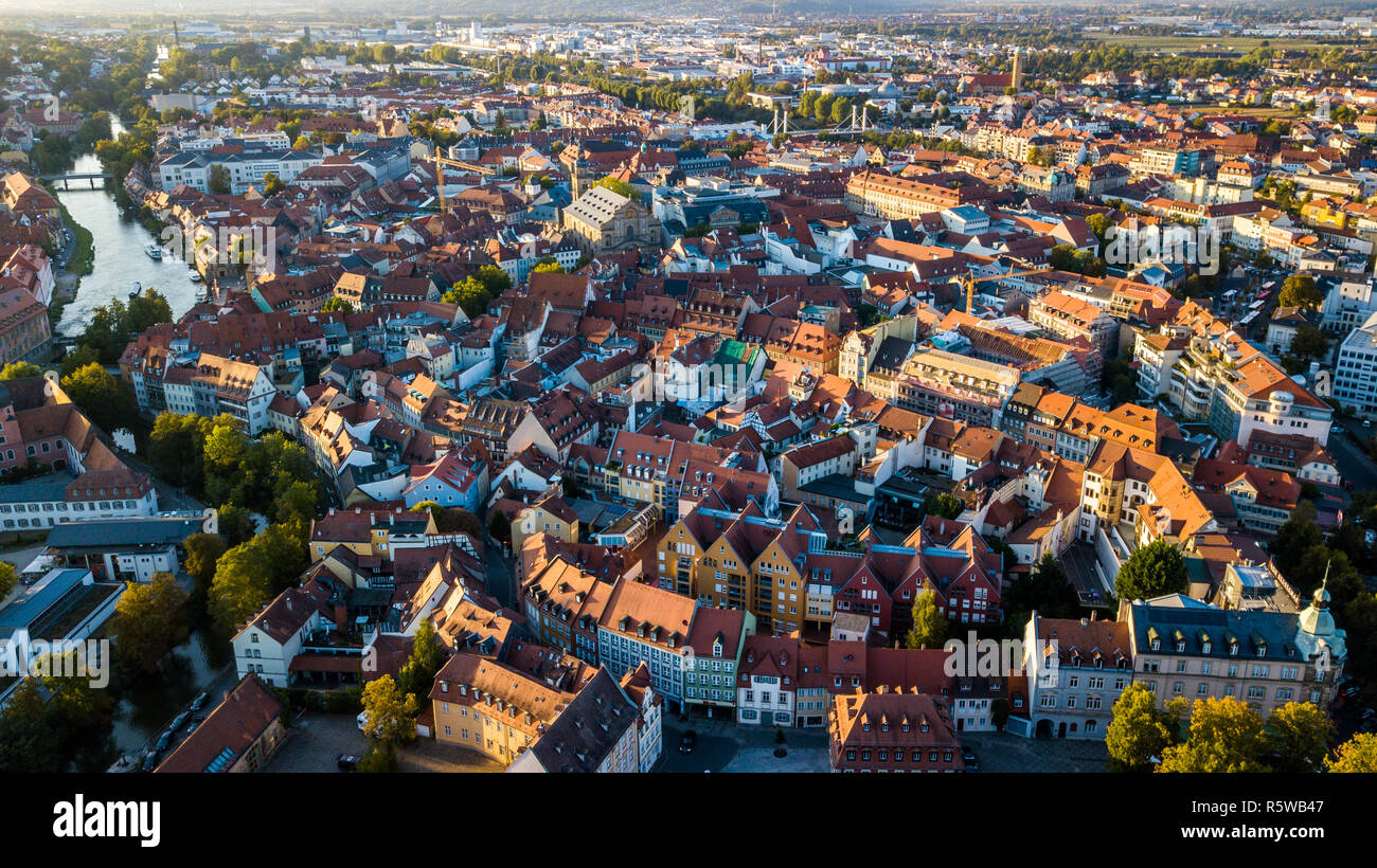 Vista aerea della città vecchia di Bamberg, Germania Foto Stock