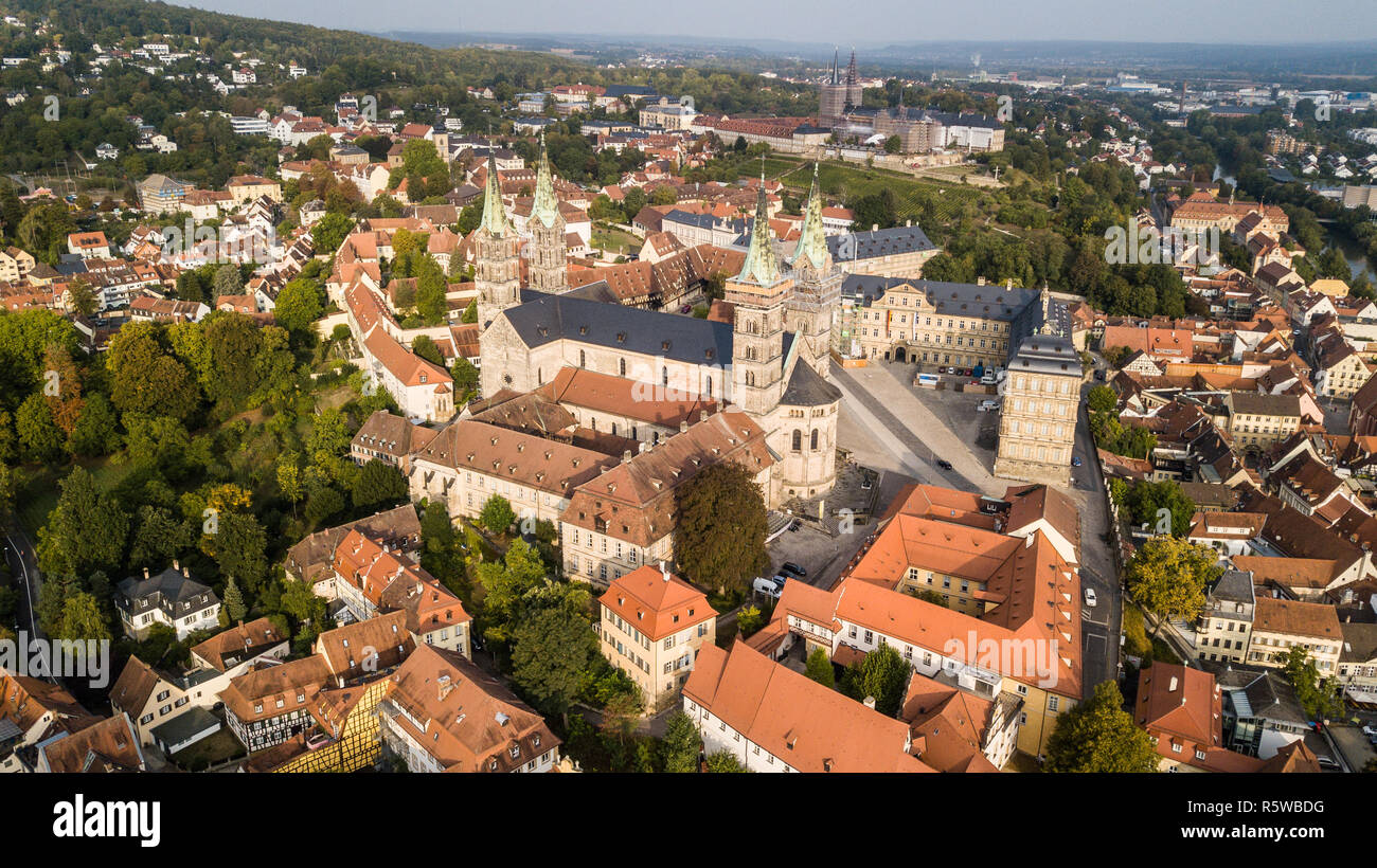 Bamberger Dom o la Cattedrale di Bamberga, Altstadt o Città Vecchia, Bamberg, Germania Foto Stock