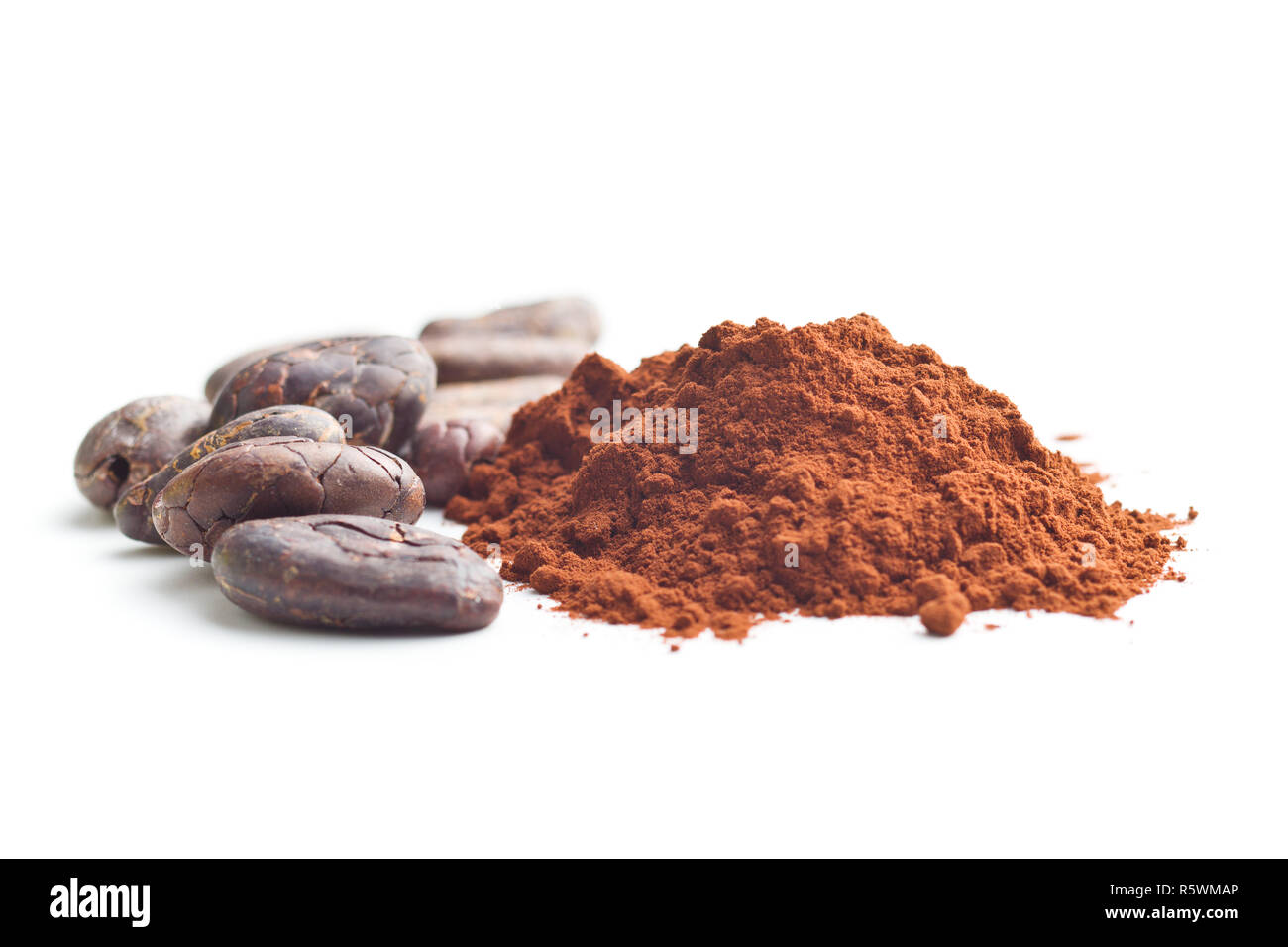 Gustoso il cacao in polvere e fagioli. Foto Stock