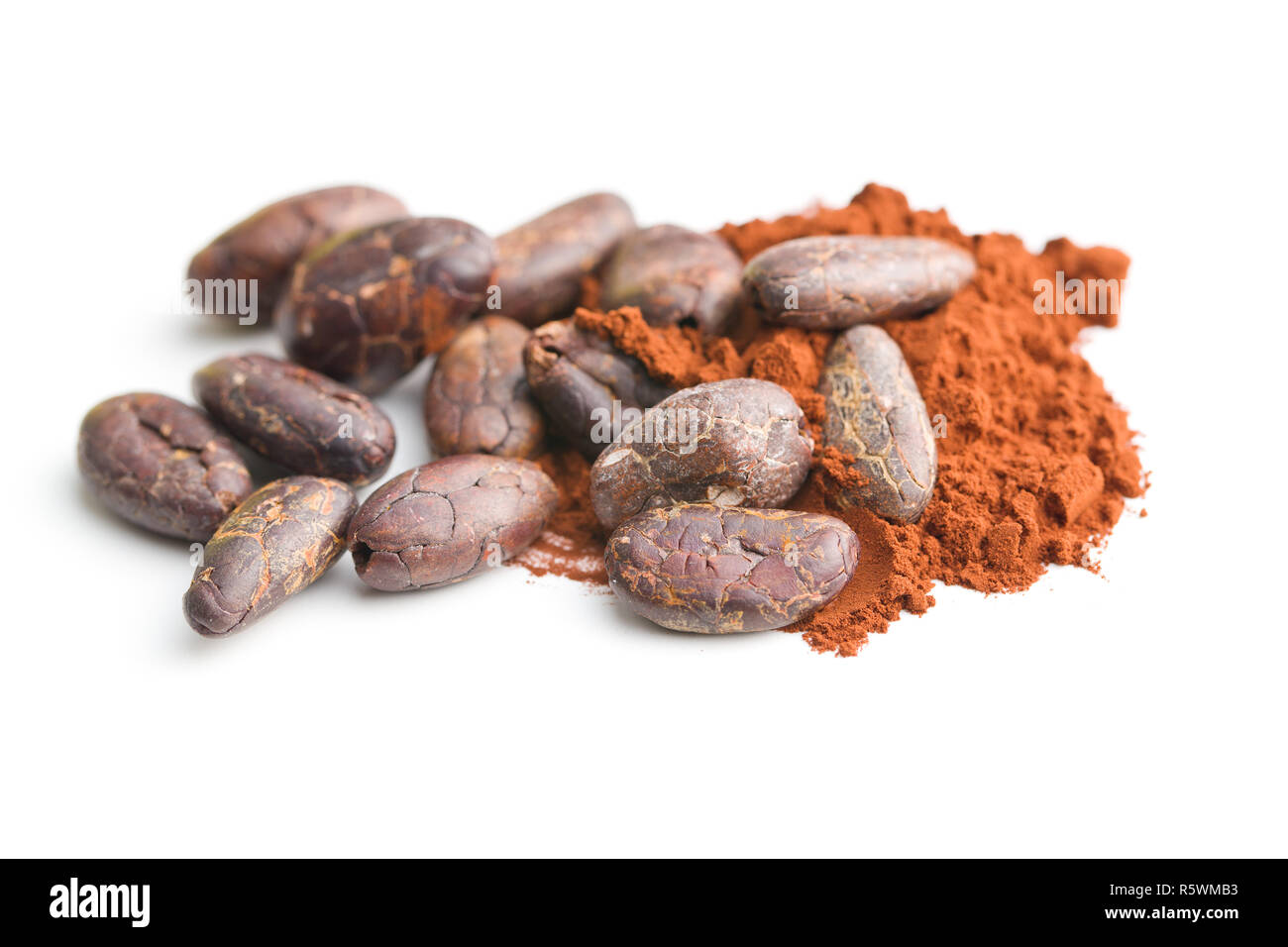 Gustoso il cacao in polvere e fagioli. Foto Stock