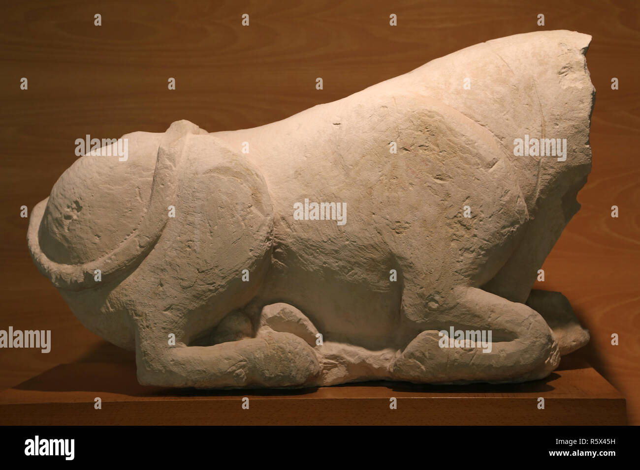 Bue o Toro Seduto. La scultura da Santaella (Cordoba). Cultura Iberica, 5th-IV sec.. BC. Calcare. Il Museo Archeologico di Catalogna. Foto Stock