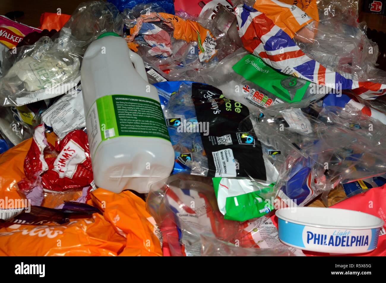 Plastica imballaggi alimentari Foto Stock