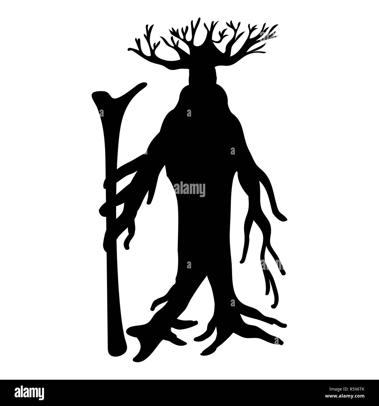 Ent tree silhouette antica leggenda fantasia Foto Stock