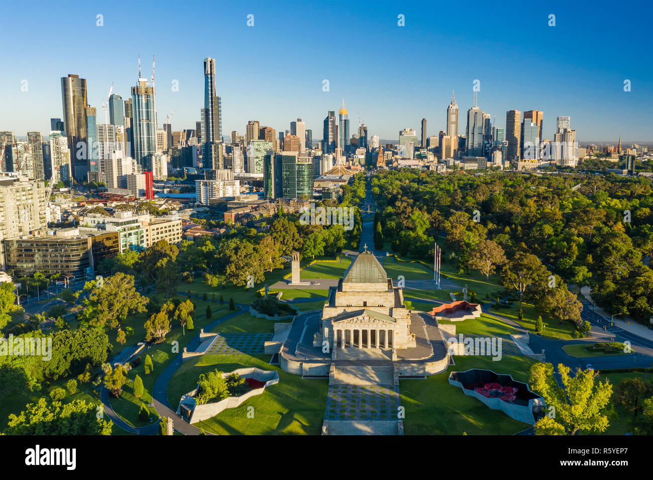 Vista aerea del CBD di Melbourne Foto Stock