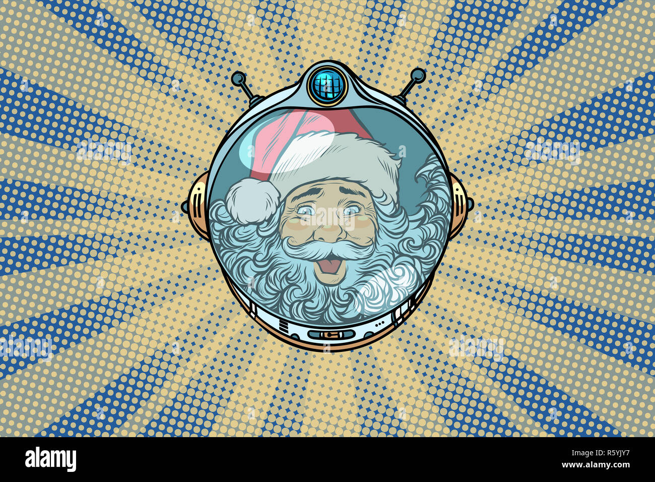 Casco di spazio con Babbo Natale astronauta Foto Stock