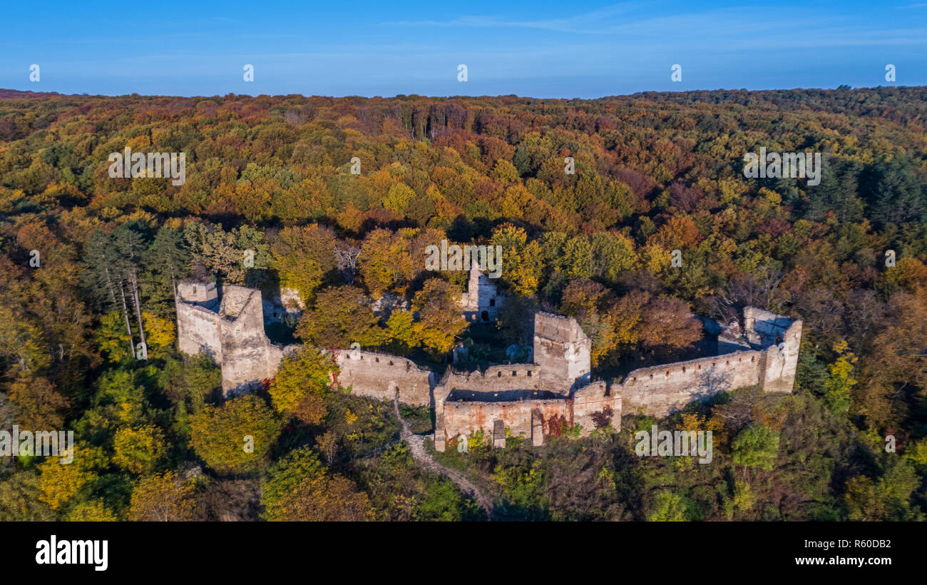 Fortificata medievale fortezza sassone in villaggio Saschiz. Transilvania, Romania Foto Stock