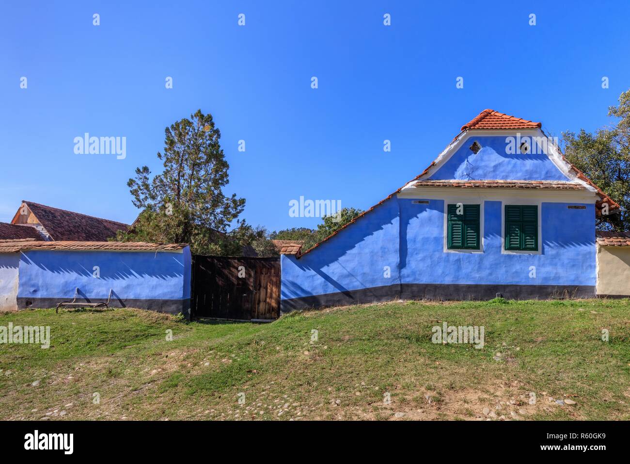 Casa tradizionale nel villaggio di Viscri, Romania Foto Stock