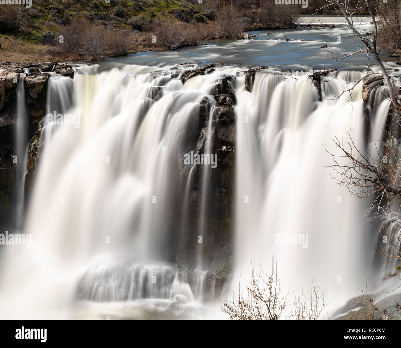 Upper Falls - White River Falls, Oregon, Stati Uniti d'America, l'acqua alta Foto Stock
