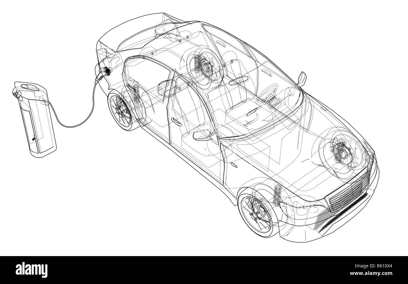 Il veicolo elettrico stazione di carica schizzo Foto Stock