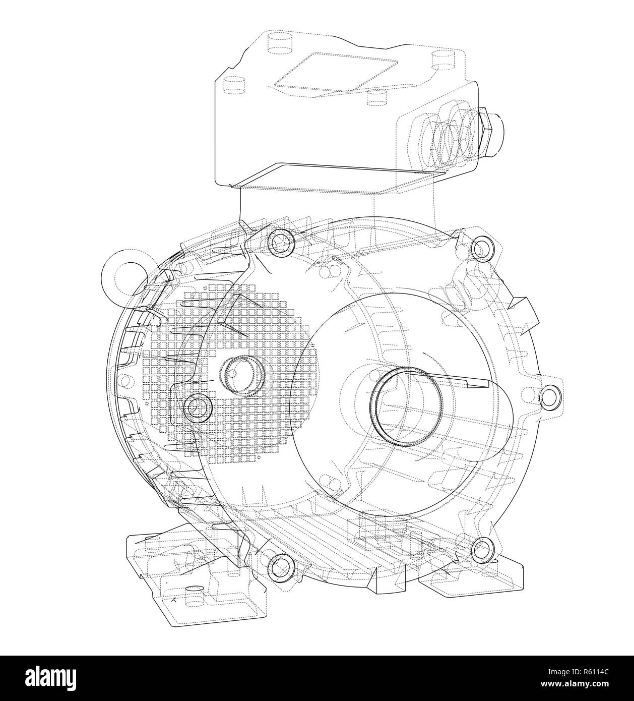 Motore elettrico contorno. 3d illustrazione Foto Stock