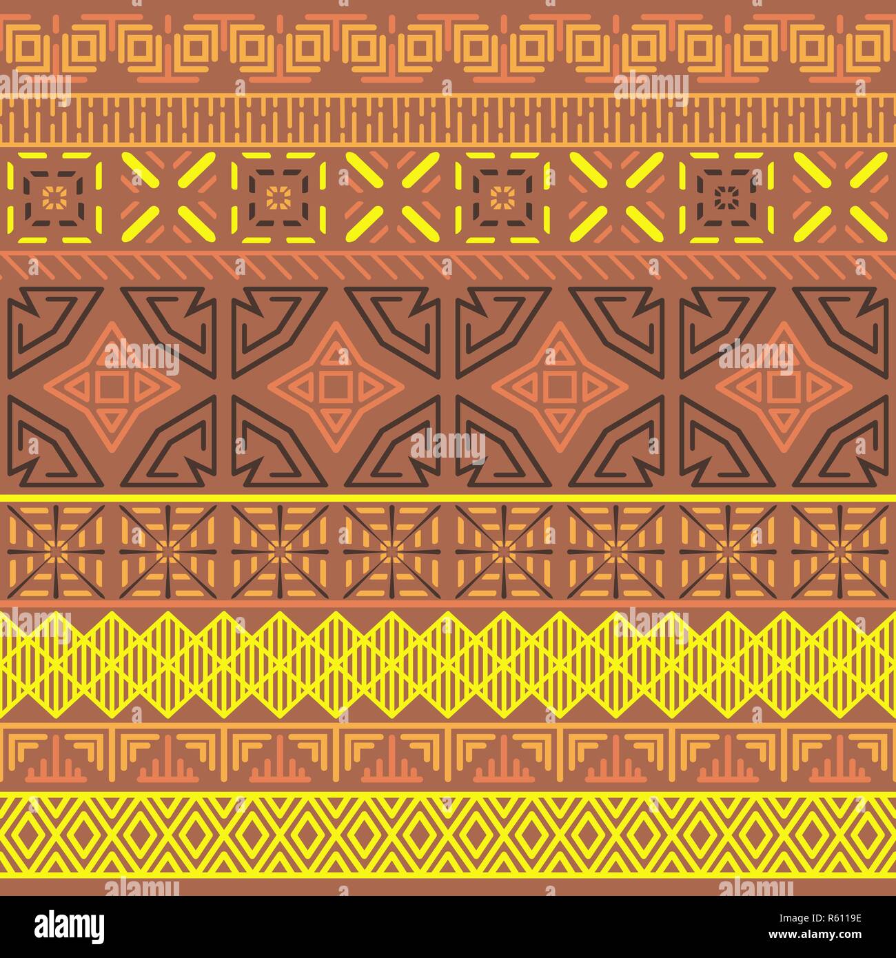 Etnici tribali seamless pattern. Abstract ornamento geometrico con motivi africani. Illustrazione Vettoriale. Perfetto per la stampa tessile, carta da parati e panno design, tessuto, carta da imballo e disegno di tessuto. Illustrazione Vettoriale Etnici tribali seamless pattern. Abstract ornamento geometrico con motivi africani. Illustrazione Vettoriale. Perfetto per la stampa tessile, carta da parati e panno design, tessuto, carta da imballo e disegno di tessuto. Illustrazione Vettoriale