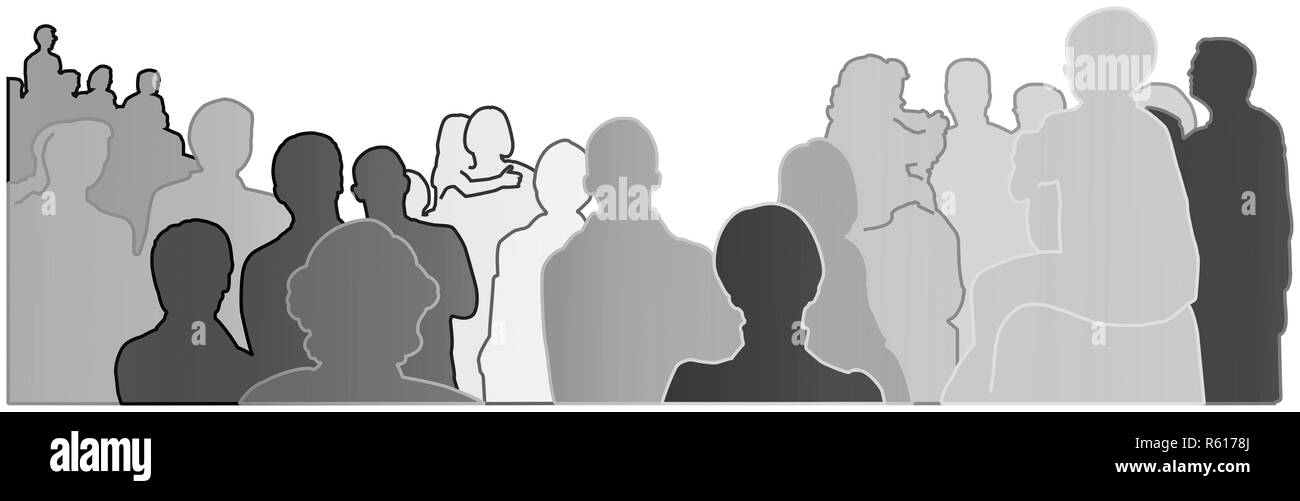 Persone silhouette silhouette i valori di grigio Foto Stock