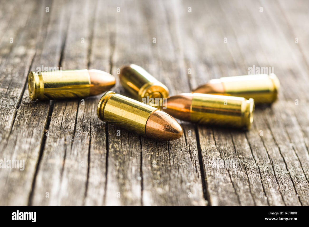 9mm proiettili di pistola. Foto Stock