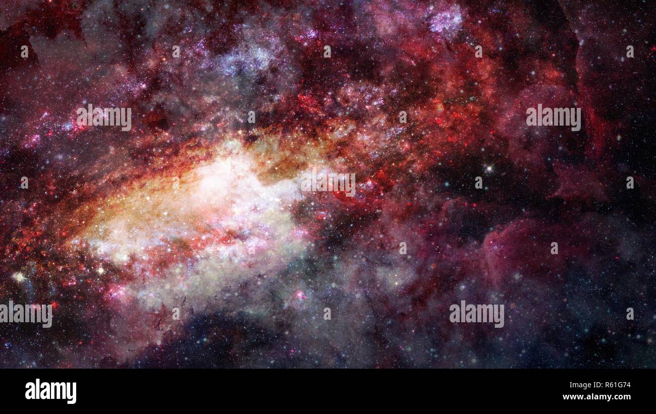 Lontano essendo brillato nebulosa e star campo contro lo spazio. Gli elementi di questa immagine fornita dalla NASA. Foto Stock