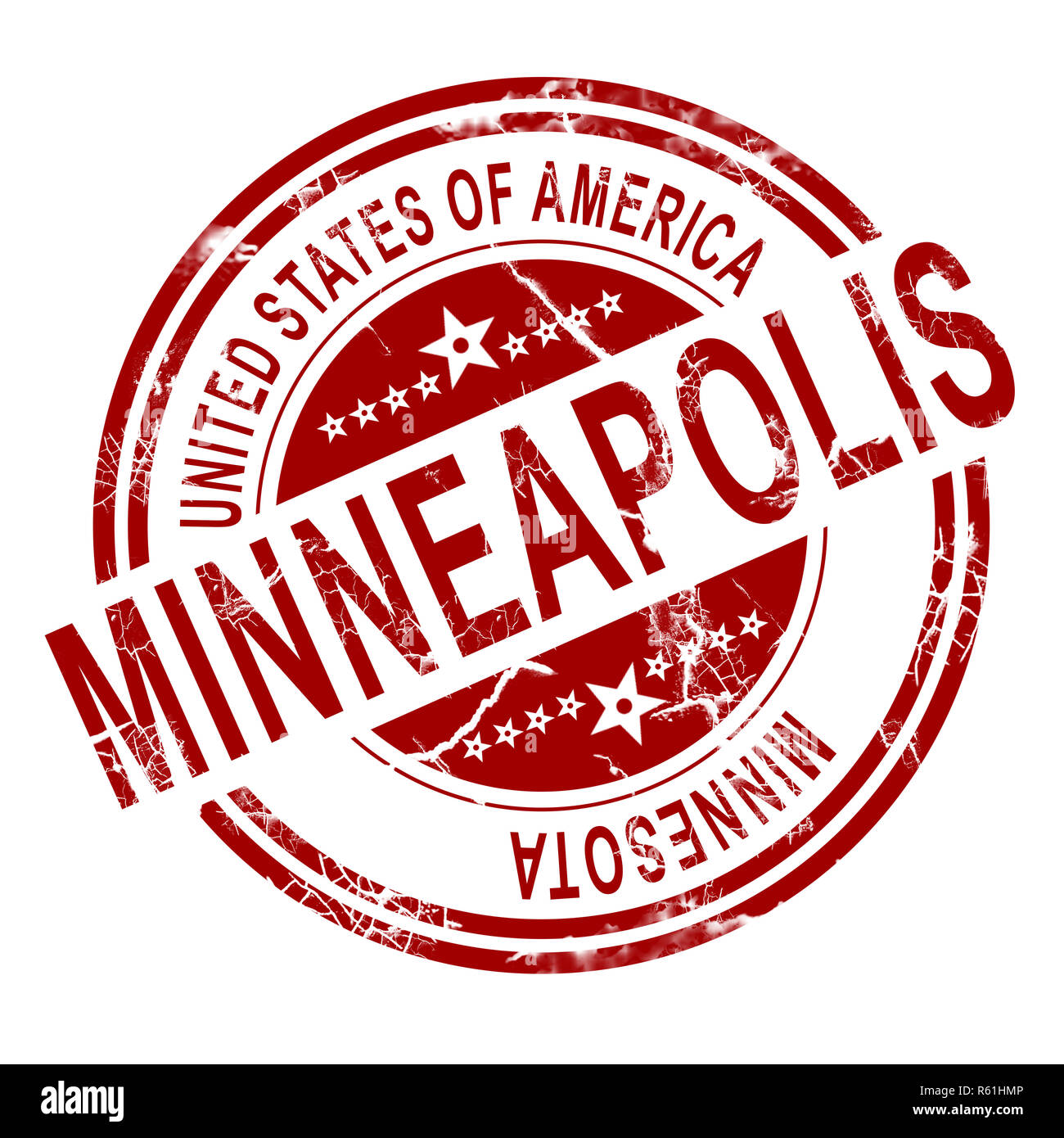 Timbro di Minneapolis con sfondo bianco Foto Stock