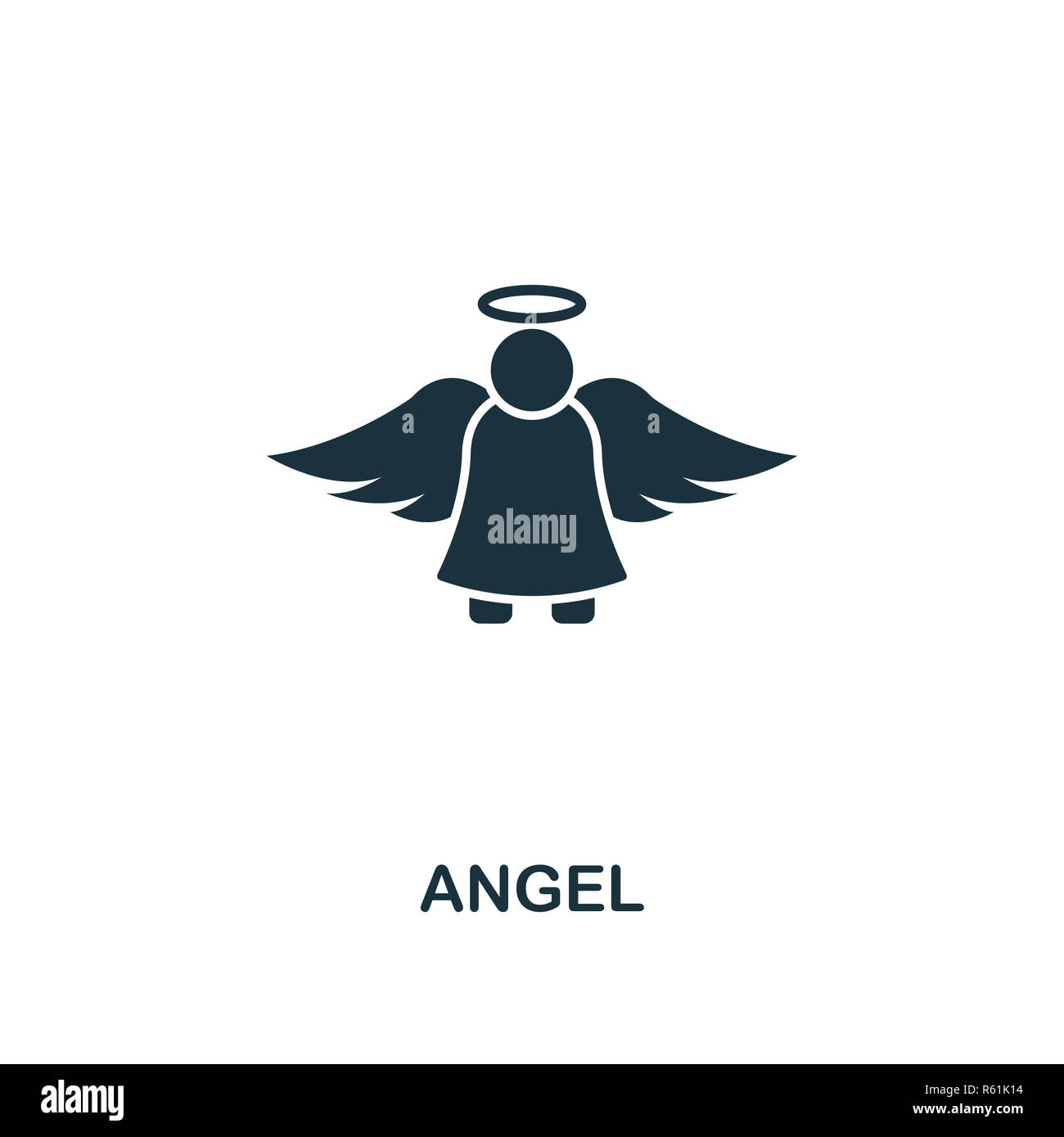 Icona di angelo. Premio di design di stile da collezione natalizia. UX e UI. Pixel angelo perfetta icona per web design, applicazioni software, l'utilizzo di stampa. Foto Stock