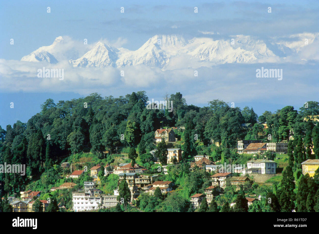 Vista panoramica a Darjeeling, West Bengal, India Foto Stock