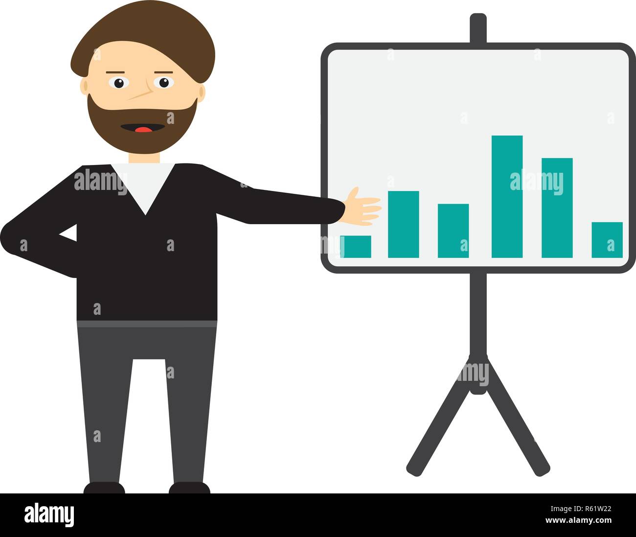 Analisi finanziaria presentazione illustrazione vettoriale design isolato. Illustrazione Vettoriale