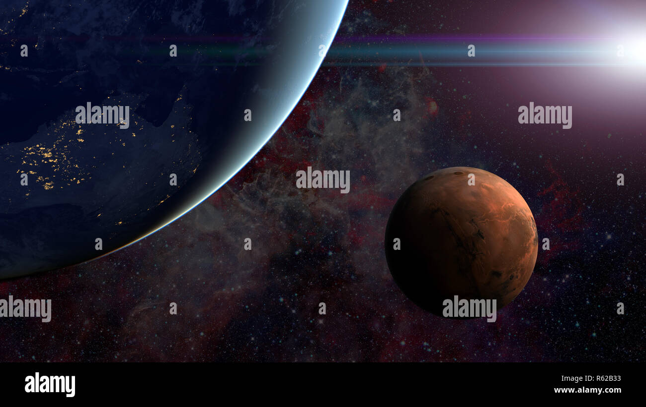 Sistema solare - Marte. La scienza dello sfondo. Foto Stock