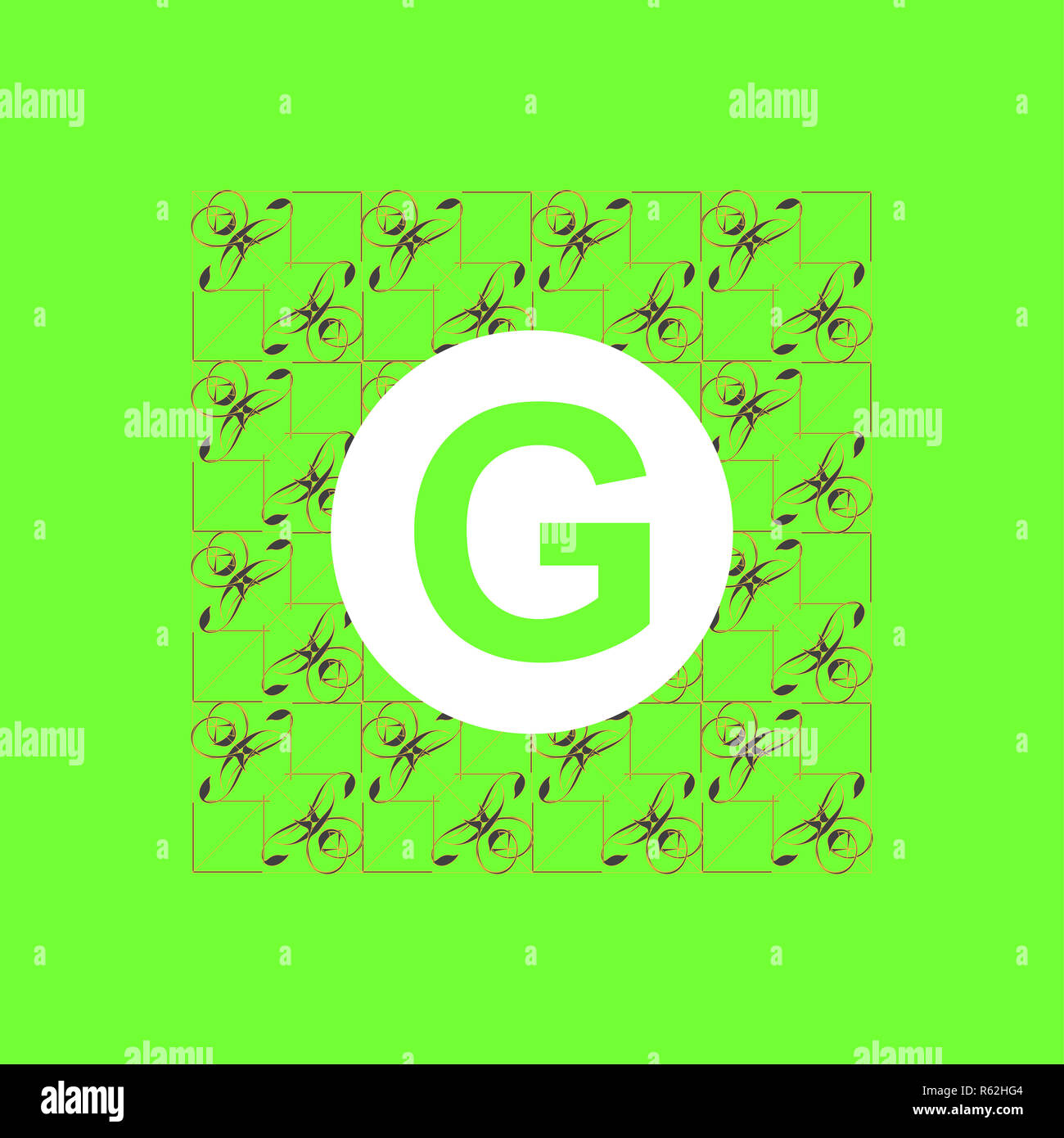 Semplice e grazioso monogramma floreali modello di disegno, lineart elegante logo design Foto Stock