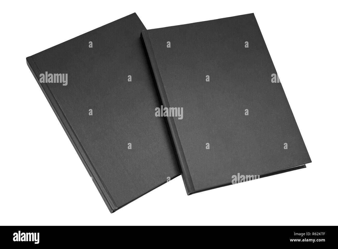 Due libri di bruno isolato su sfondo bianco, vuoto spine Foto Stock