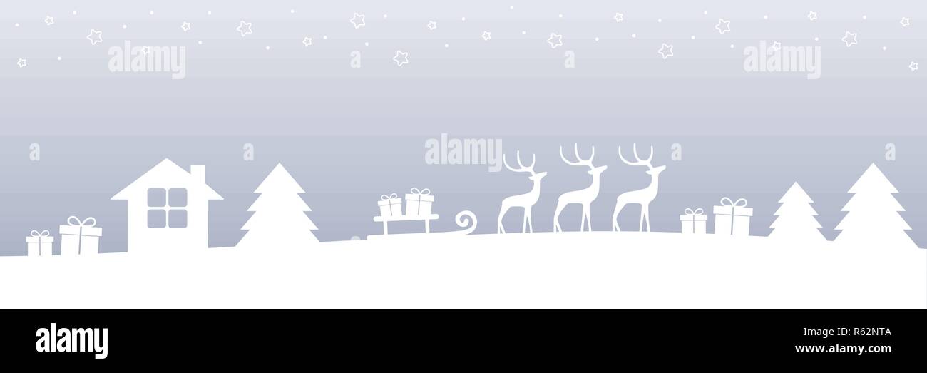 Natale luminoso winter confine con le renne regali e abeti illustrazione vettoriale EPS10 Illustrazione Vettoriale