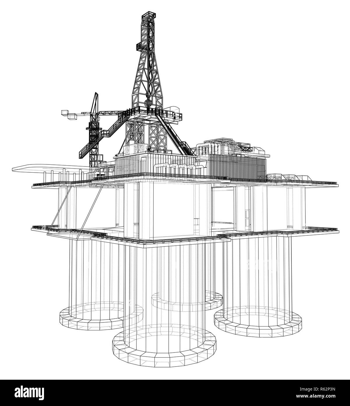 Offshore Oil Rig piattaforma di trivellazione concept Foto Stock
