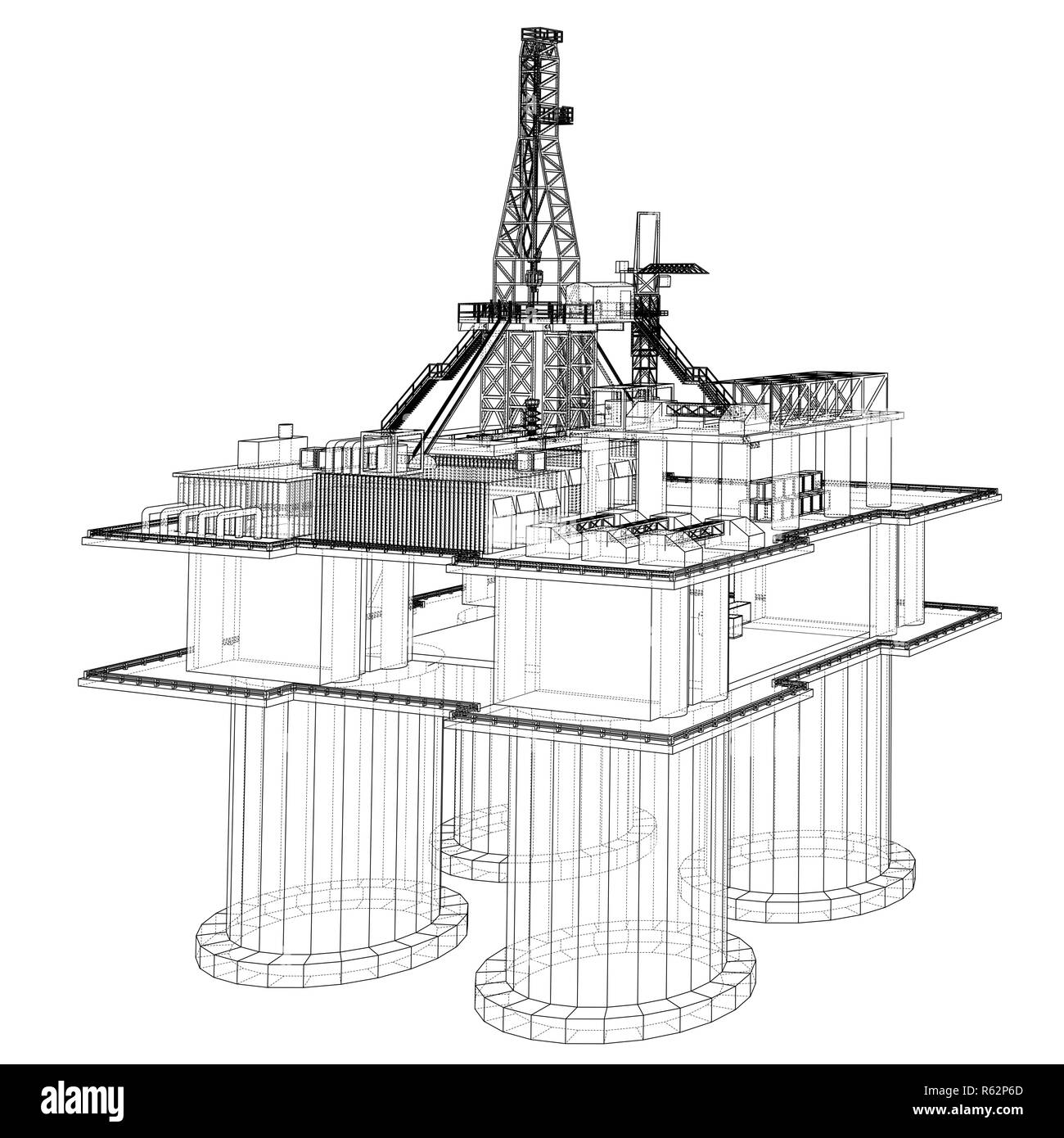 Offshore Oil Rig piattaforma di trivellazione concept Foto Stock