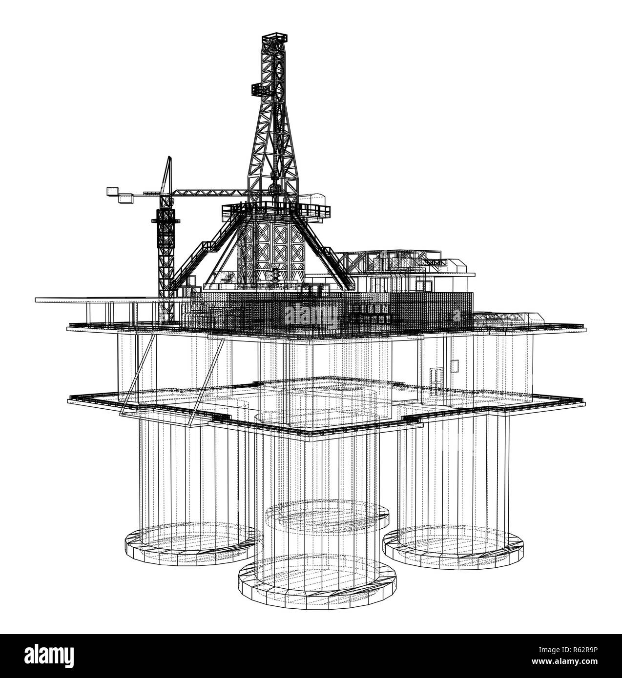 Offshore Oil Rig piattaforma di trivellazione concept Foto Stock