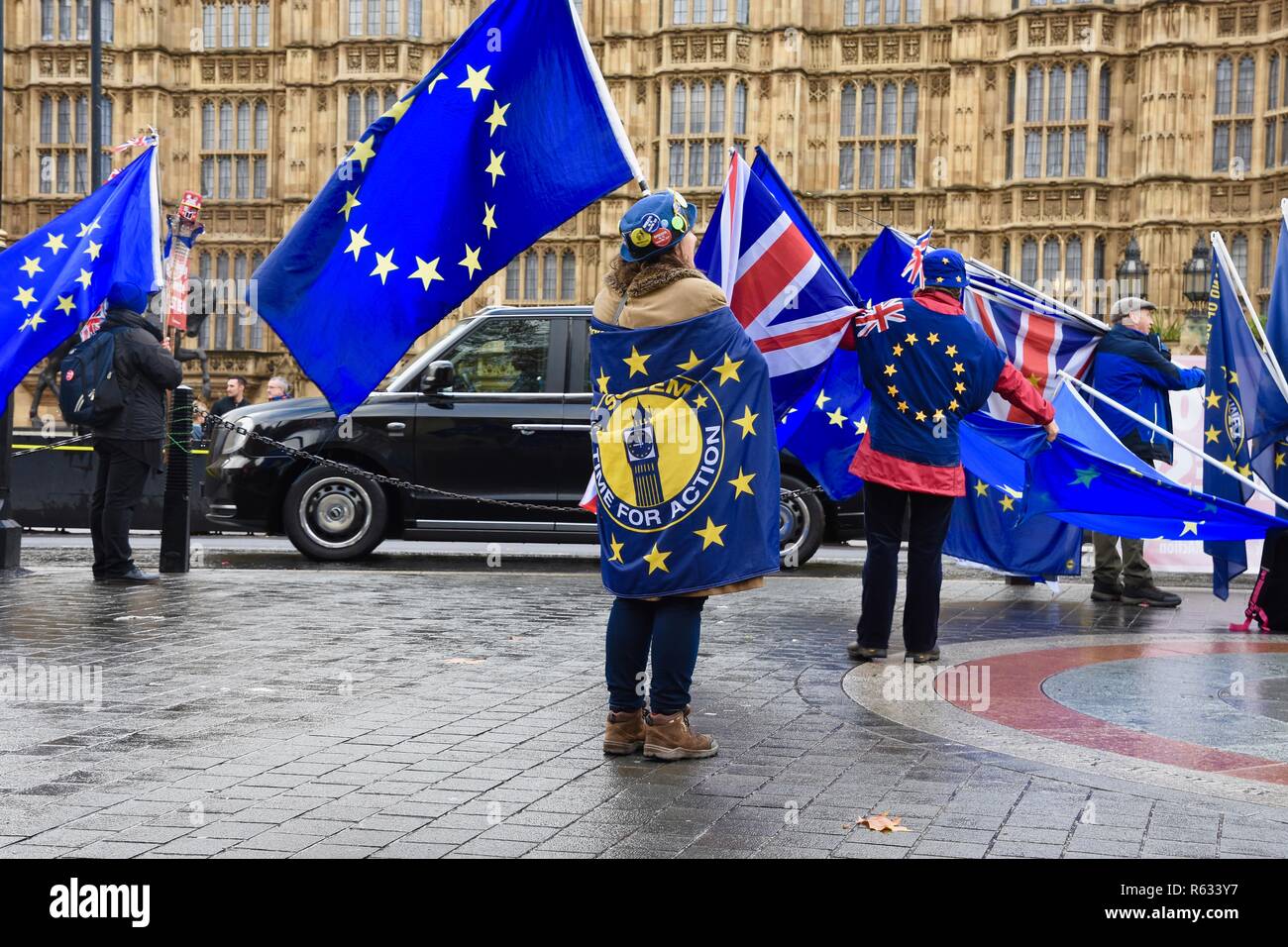 Londra, Regno Unito. 3 dicembre, 2018. Anti Brexit sostenitori dimostrare al di fuori della sede del Parlamento,Westminster,London.UK Credit: Michael melia/Alamy Live News Foto Stock