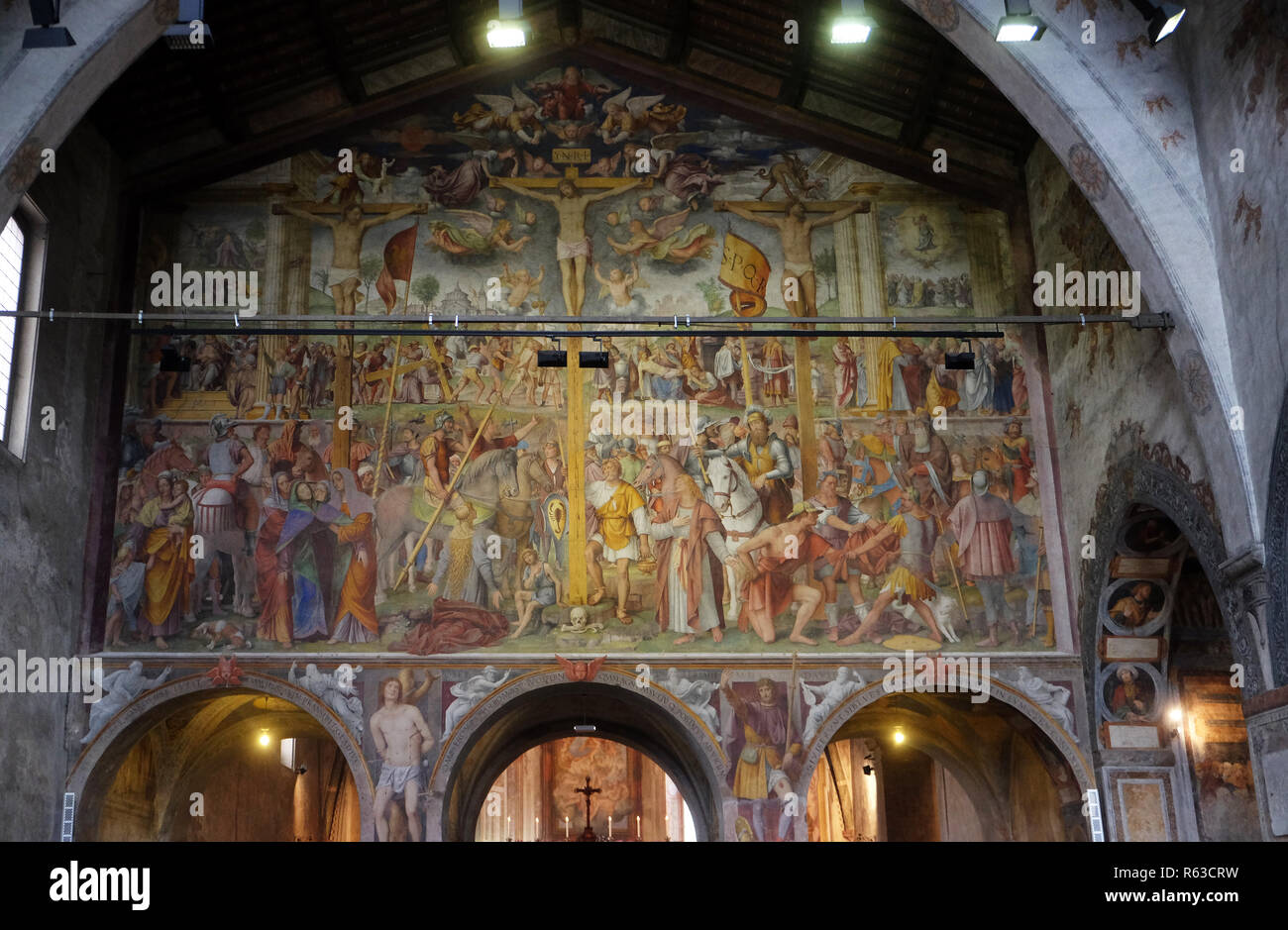 La passione e la Crocifissione di Bernardino Luini, affresco nella chiesa di Santa Maria degli Angeli a Lugano, Svizzera Foto Stock