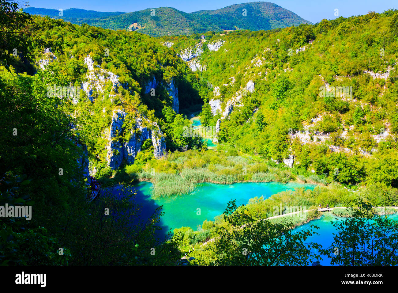 Il Parco Nazionale dei Laghi di Plitvice. Croazia, Europa. Foto Stock