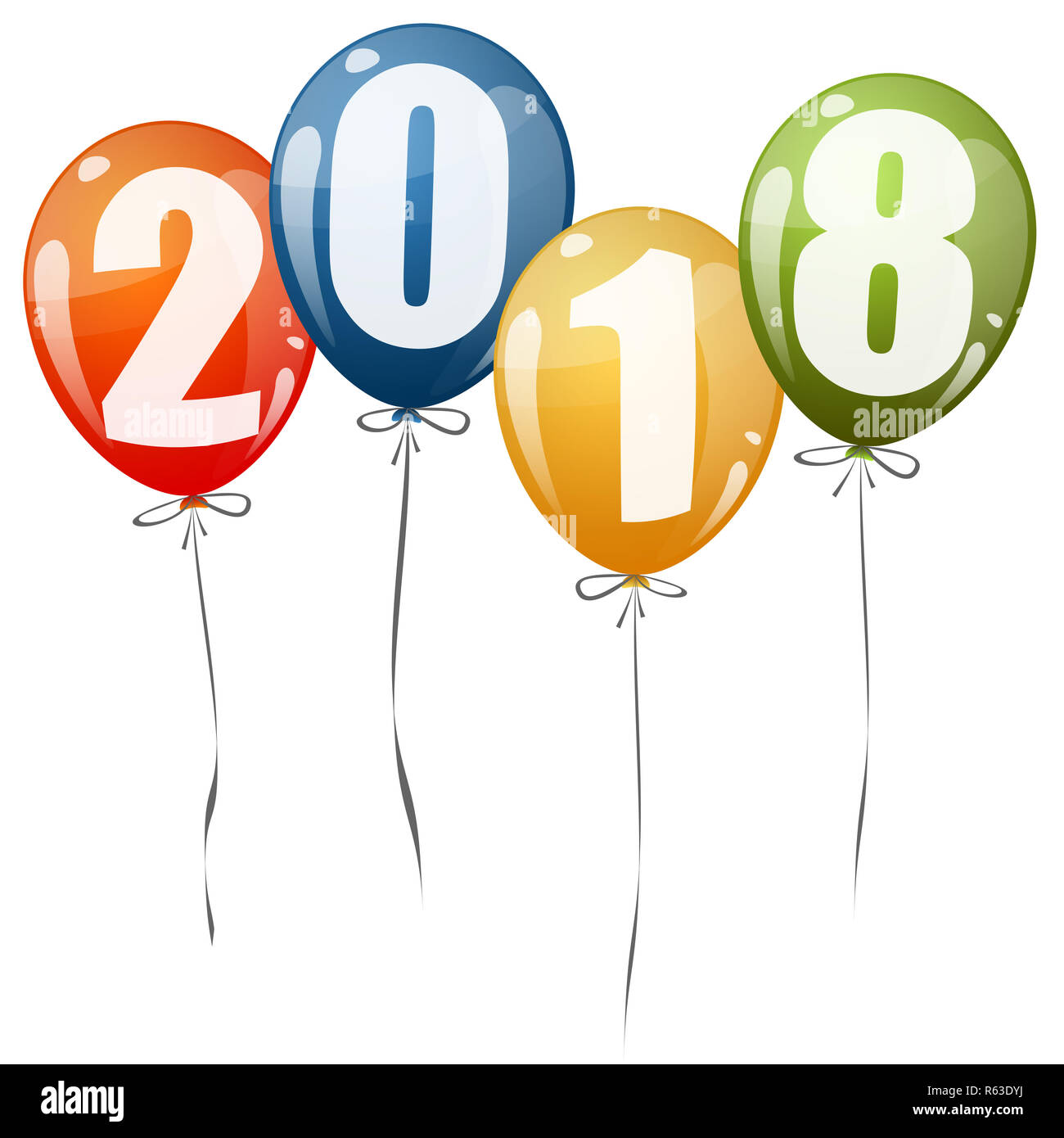 Nuovo anno 2018 palloncini Foto Stock