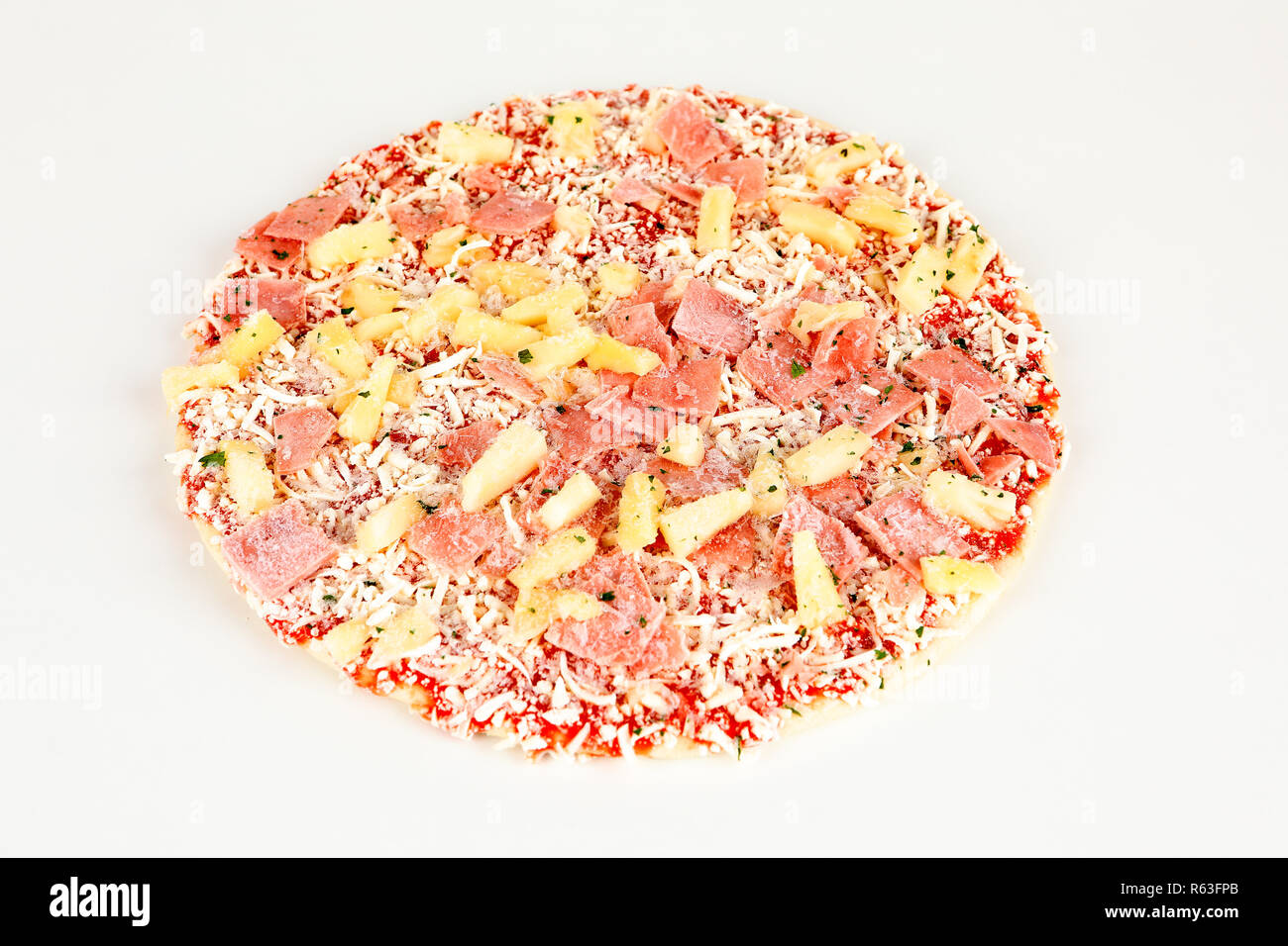 Pizza congelata hawaii Foto Stock