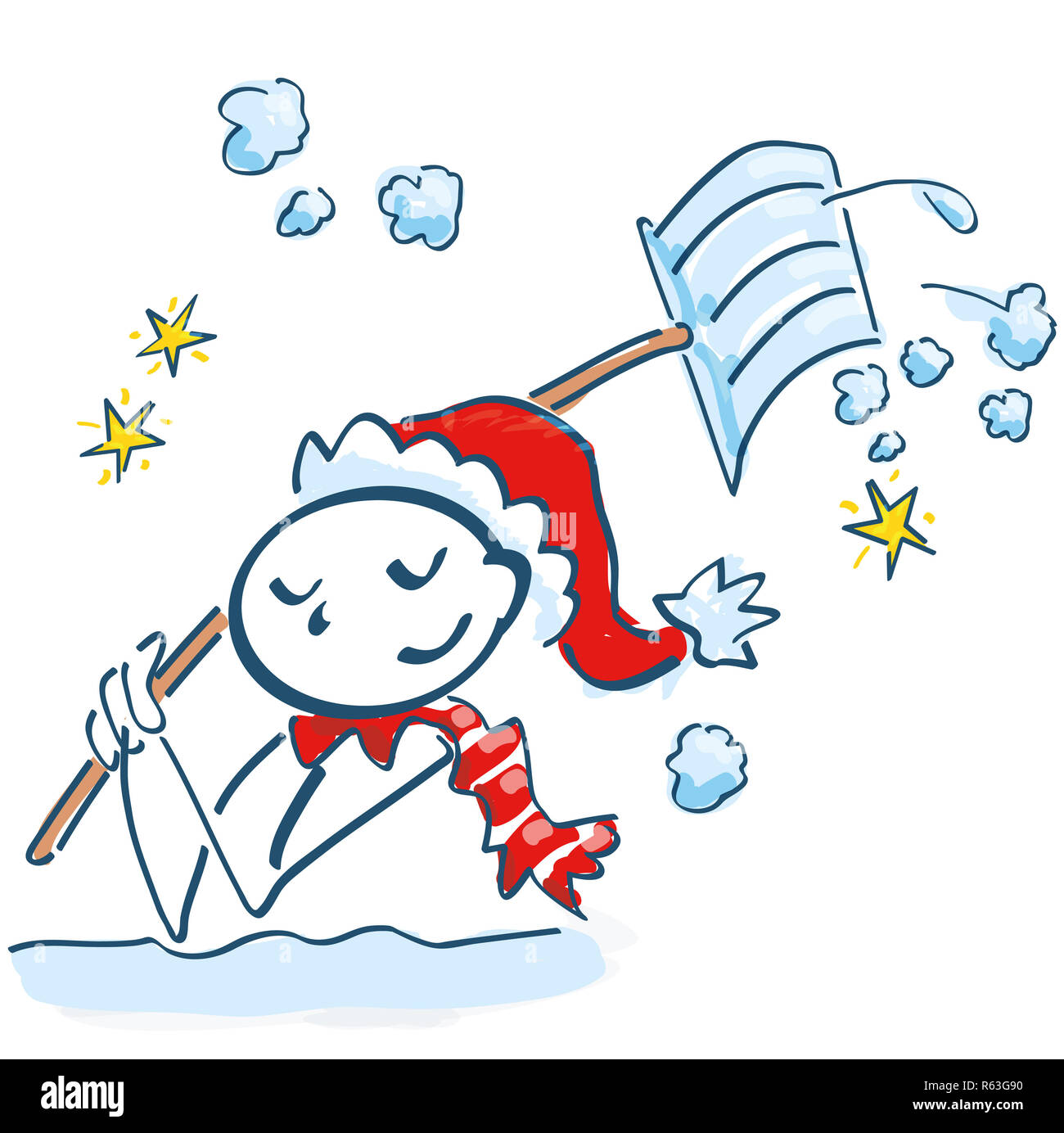 Nikolaus mit schnee schippen Foto Stock