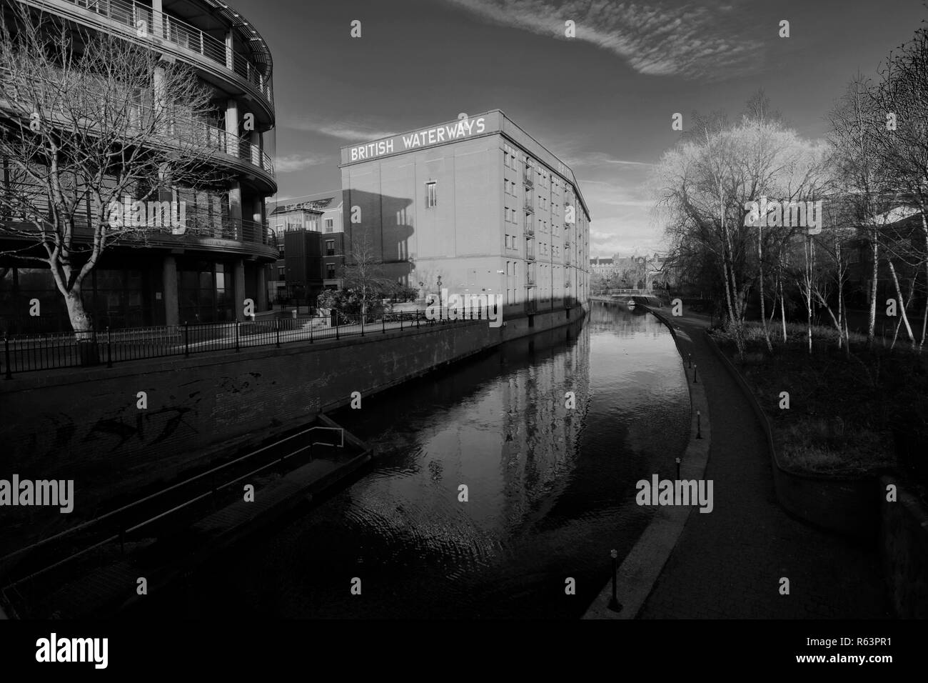 Il Nottingham e Beeston Canal, Castello Wharf, zona fronte mare al centro della città di Nottingham, Nottinghamshire, England, Regno Unito Foto Stock