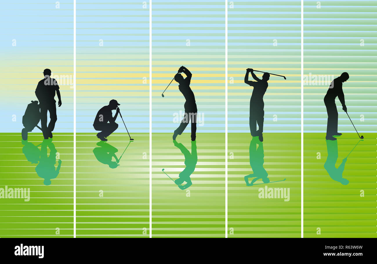 Giocatore di golf sul green, illustrazione Foto Stock