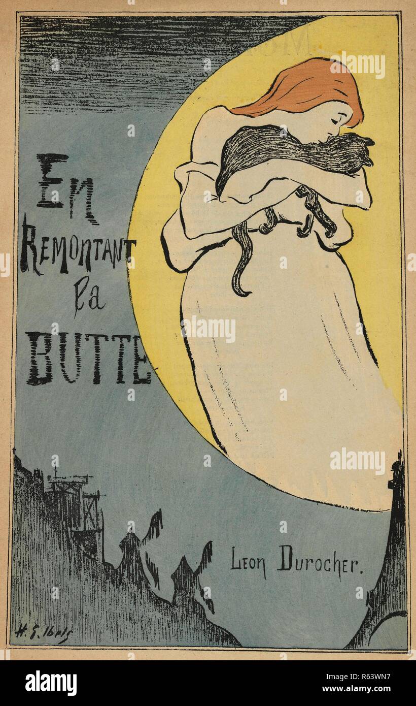 Foglio di musica En rifiorente la Butte da Léon Durocher. Dimensioni: 26,4 cm x 18,3 cm. Photomechanical riproduzione in nero, stampata con acquarello e stampa tipografica Stampa in nero su carta intessuta. Museo: Van Gogh Museum di Amsterdam. Foto Stock
