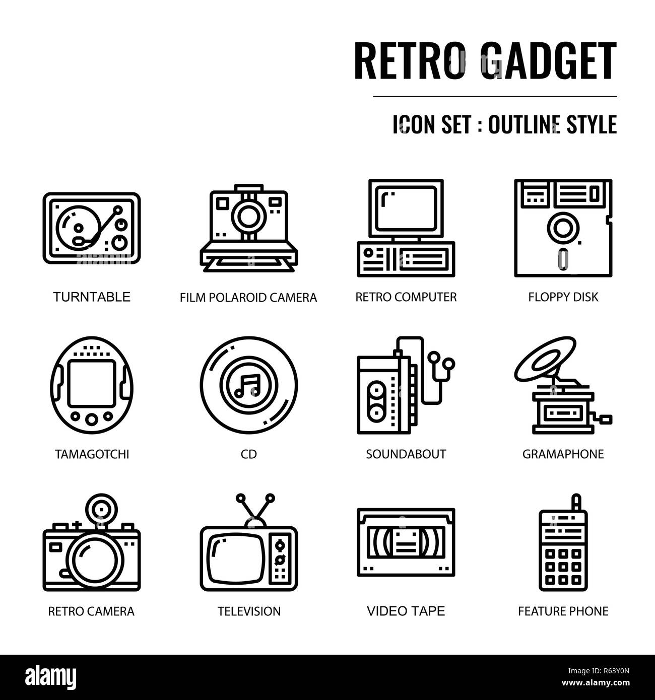 Gadget retrò, pixel icona perfetta, isolato su sfondo bianco Illustrazione Vettoriale