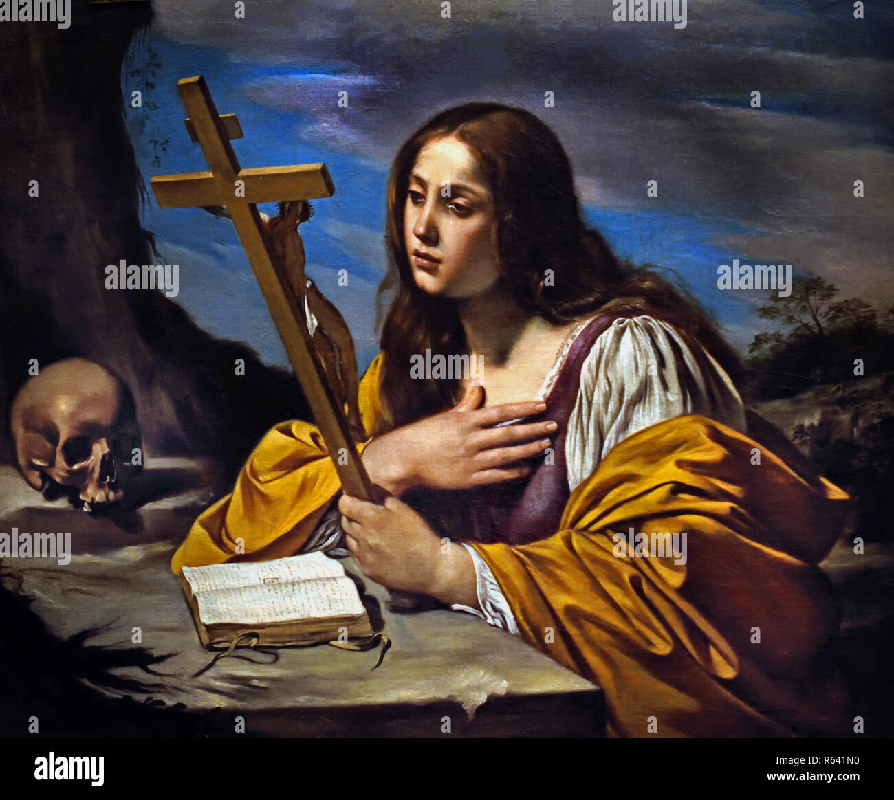 Maria Maddalena in contemplazione della Croce 1630 Matteo ama il XVII secolo, Italia, italiano. Foto Stock