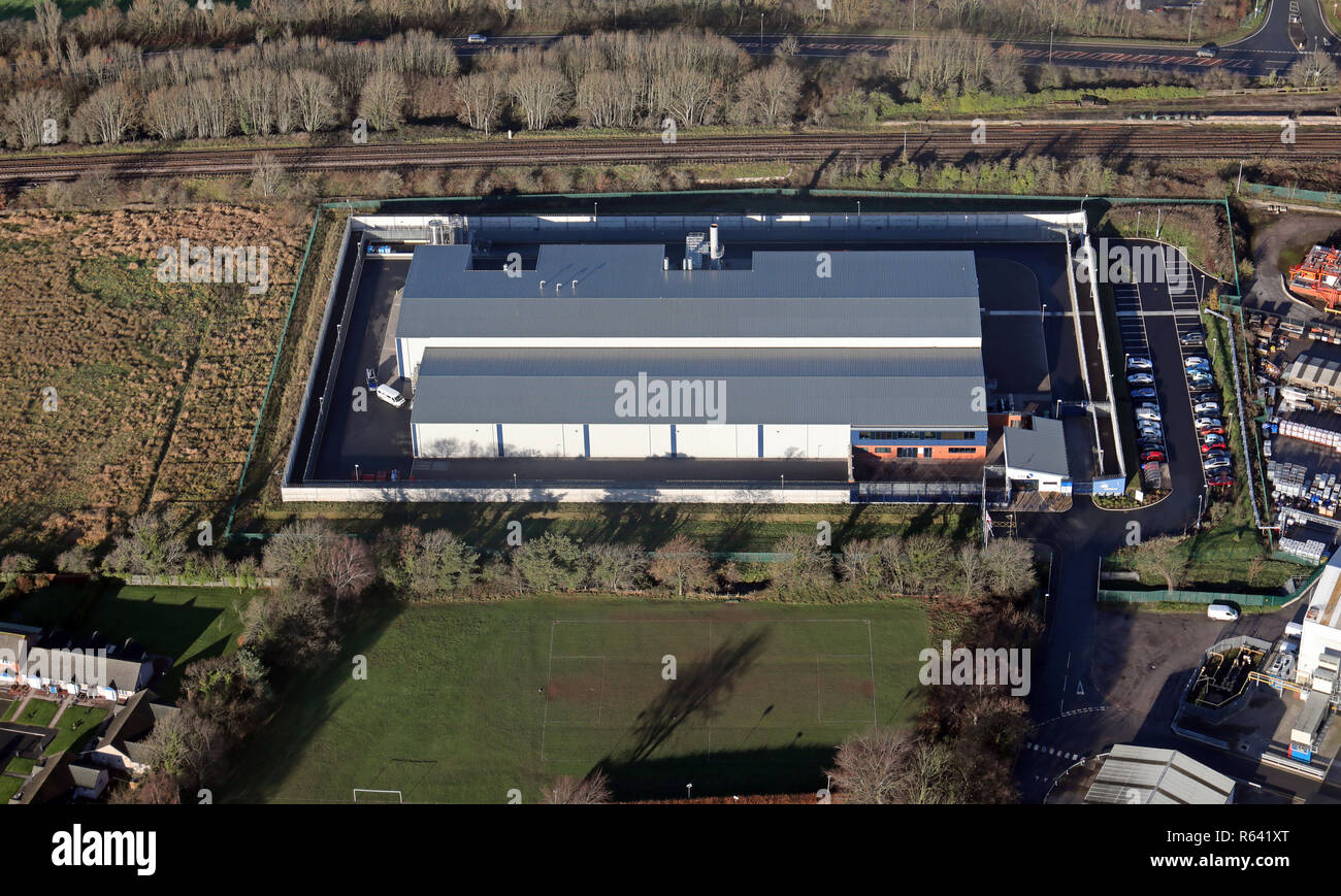 Vista aerea del film Innovia fabbrica a Wigton, Cumbria Foto Stock