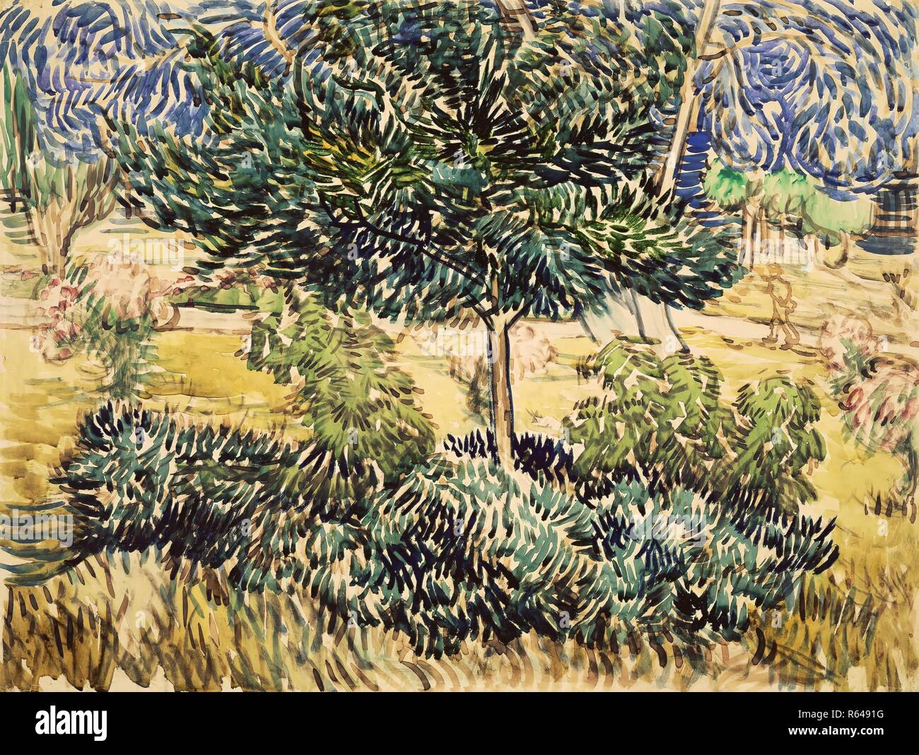 Alberi e arbusti nel giardino dell'asilo. Data: maggio-giugno 1889, Saint-Rémy-de-Provence. Dimensioni: 46,9 cm x 61,9 cm. Museo: Van Gogh Museum di Amsterdam. Foto Stock