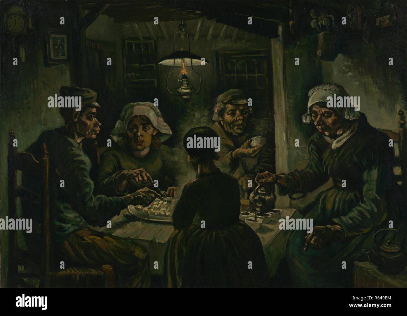 I Mangiatori di patate. Data: aprile-maggio 1885, Nuenen. Dimensioni: 82 cm x 114 cm, 100 cm x 133 cm. Museo: Van Gogh Museum di Amsterdam. Autore: Van Gogh, Vincent. VINCENT VAN GOGH. Foto Stock