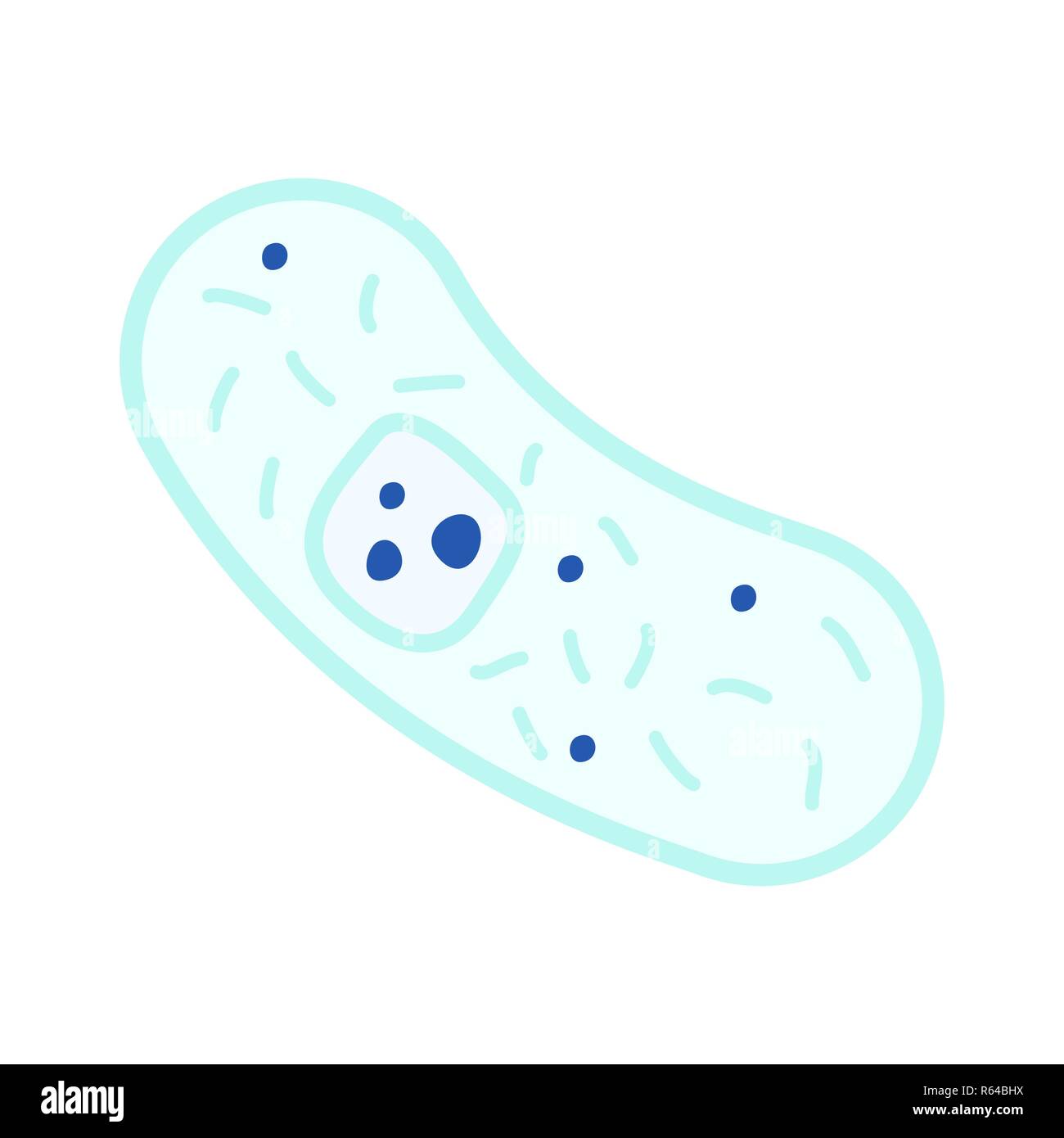 Luminose colorate biologia cellulare dei batteri, icona su bianco Illustrazione Vettoriale