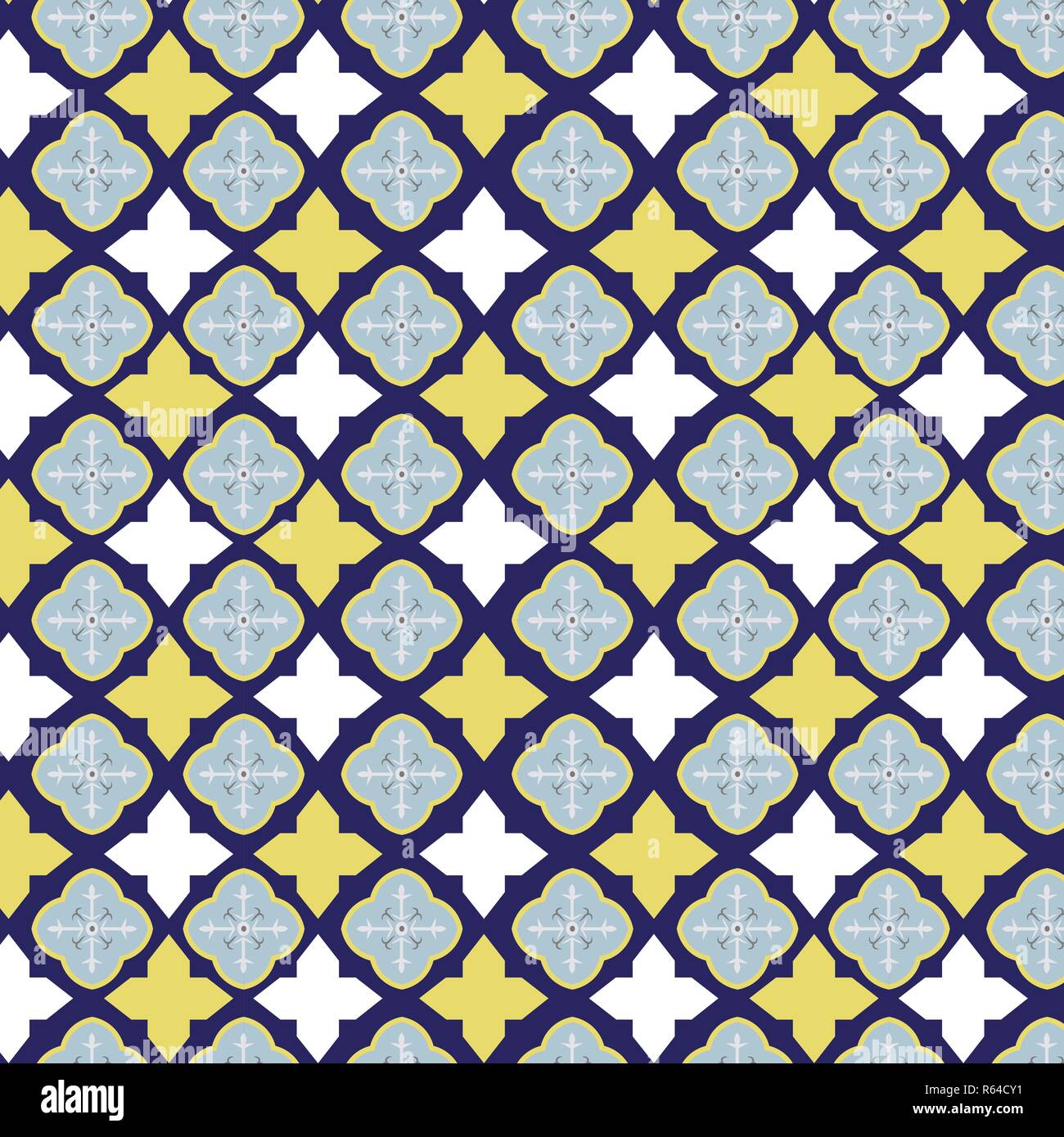 Piastrella vettore pattern, Lisbona mosaico floreale, Mediterraneo seamless navy blue ornamento,illustrazione vettoriale. Illustrazione Vettoriale