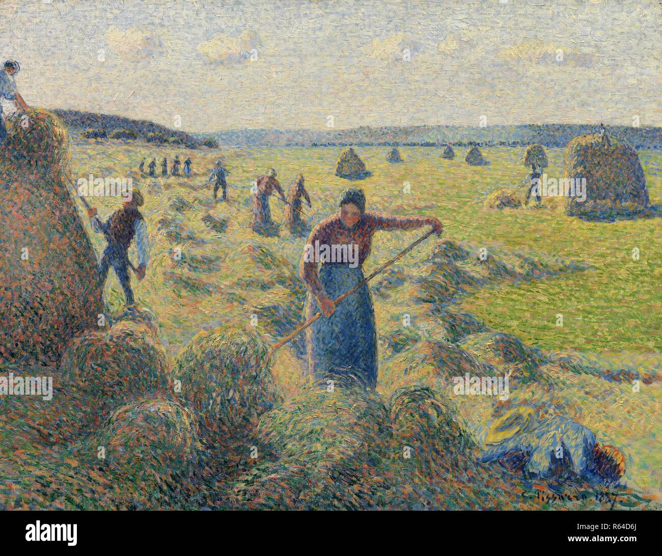 Fienagione, Éragny. Data: 1887, Éragny. Dimensioni: 55 cm x 66 cm, 76 cm x 91 cm. Museo: Van Gogh Museum di Amsterdam. Autore: PISSARRO, CAMILLE. CAMILLE PISSARRO. Foto Stock